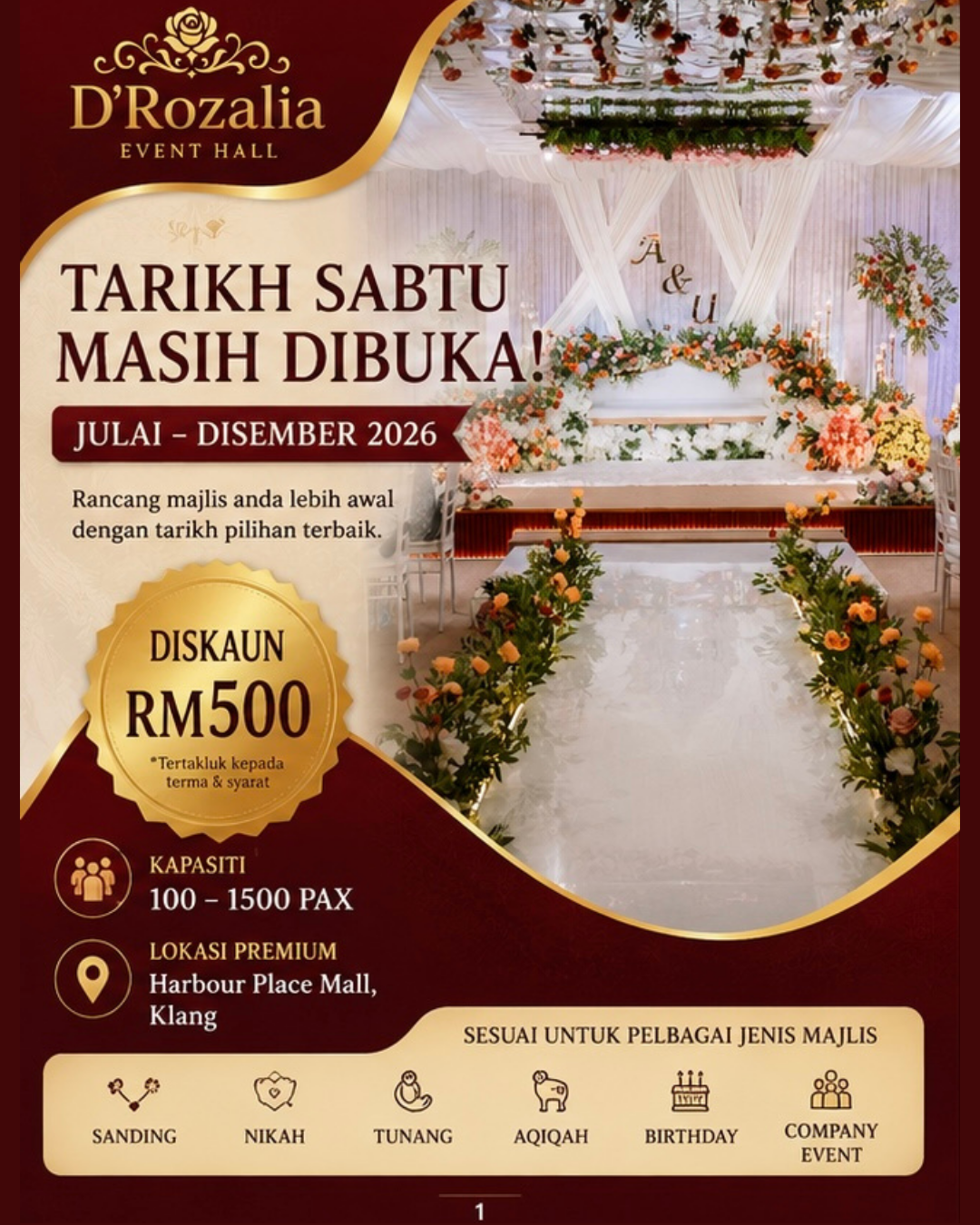 Tarikh Sabtu 2026 Available – Julai hingga Disember